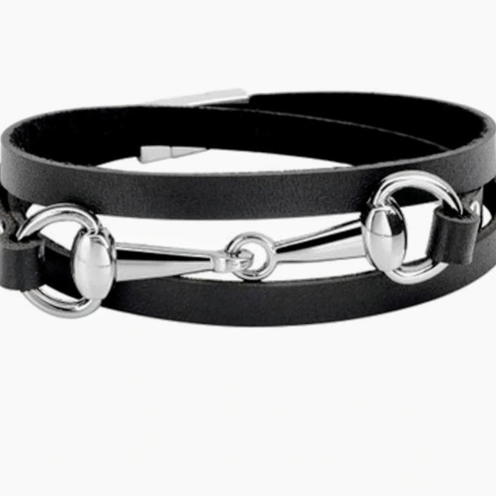 Bracelet-NEW- Leather Horse Snaffle Bit Equestrian - Picture 1 of 3